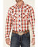 Wrangler 20X Men's Advanced Comfort Large Plaid Print Long Sleeve Snap Western Shirt , Red, hi-res