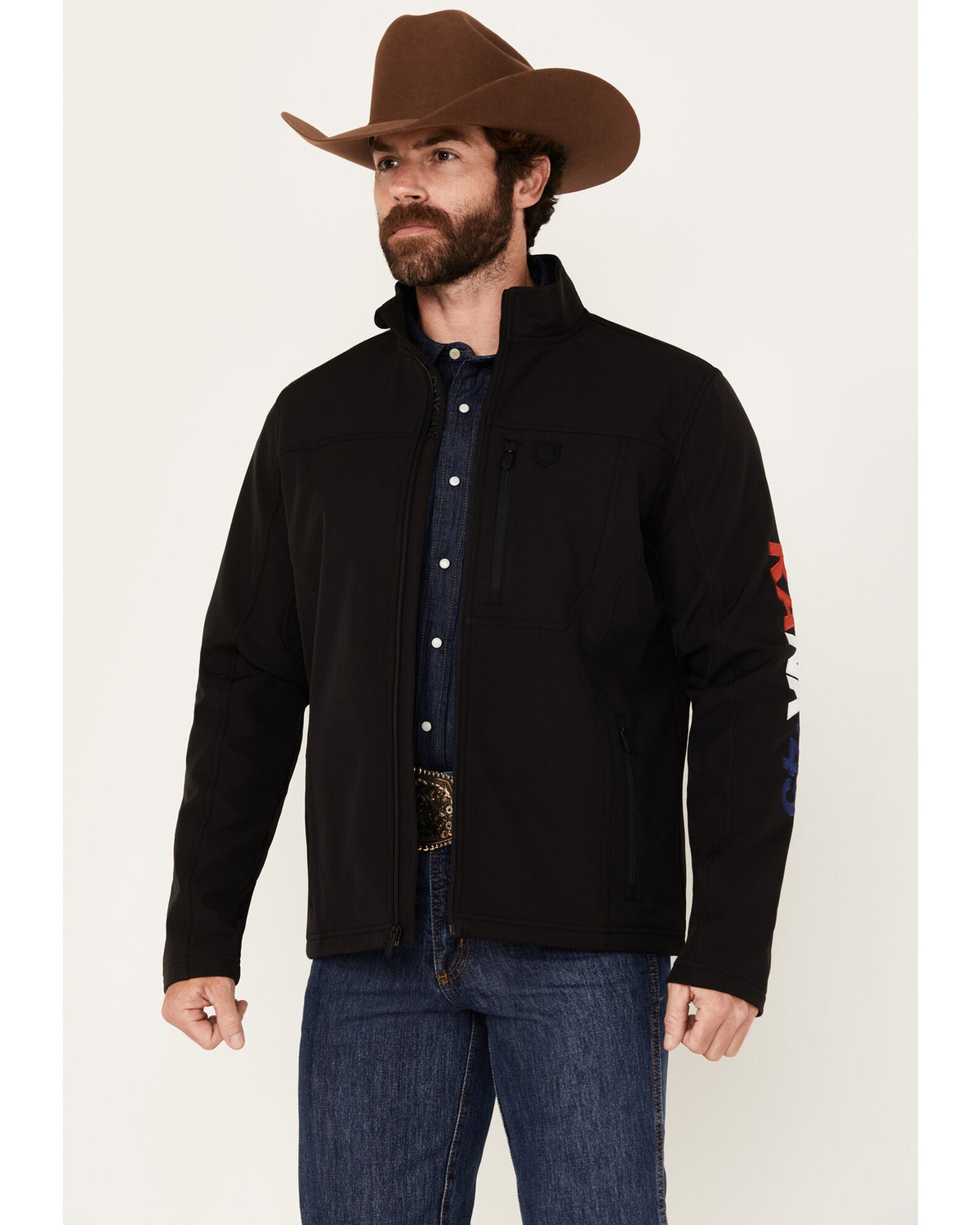 Product Name: RANK 45® Men's American Flag Logo Softshell Jacket