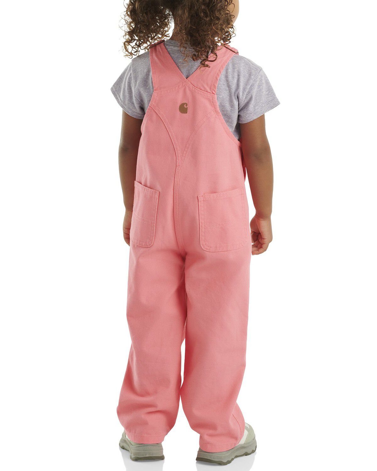 Image #3 - Carhartt Toddler Girls' Loose Fit Canvas Bib Overalls, Pink, hi-res