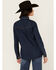 Image #4 - Blue B Women's Dark Wash Studded Keyhole Long Sleeve Snap Denim Shirt, Blue, hi-res