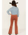 Rock & Roll Denim Girls' Corduroy Bargain Button Stretch Flare Jeans , Rust Copper, hi-res