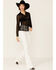 Image #4 - Wild Moss Women's Lace Button Front Sheer Long Sleeve Shirt, Black, hi-res