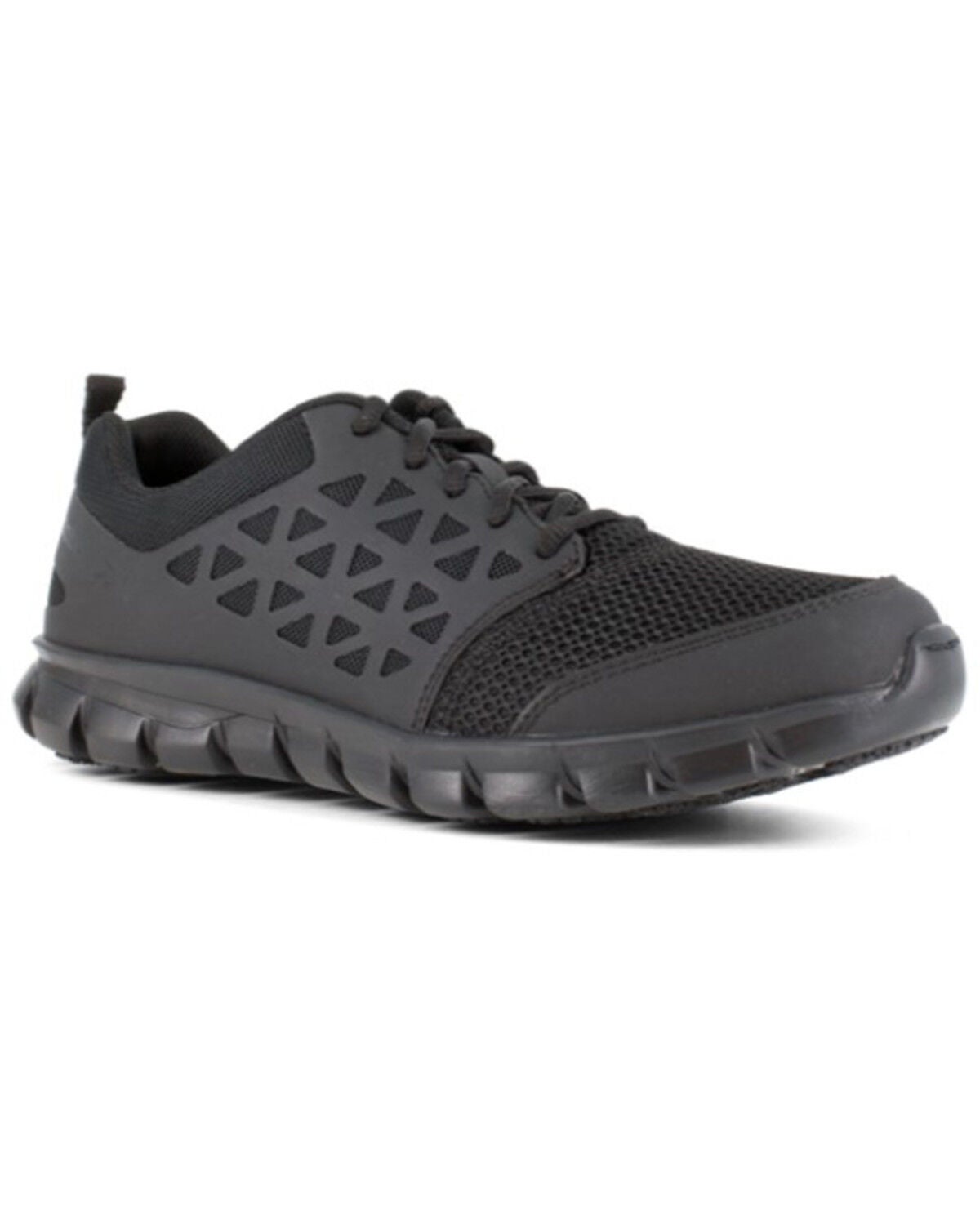 Reebok Men's Sublite Cushion Athletic Work Shoes - Round Toe, Black, hi-res