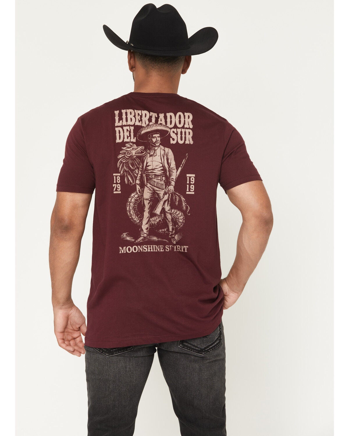 Moonshine Spirit&reg; Men's Libertado Logo Short Sleeve Graphic T-Shirt, Burgundy, hi-res
