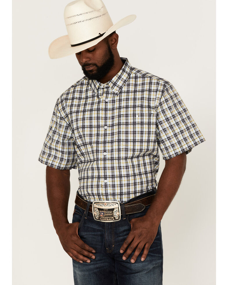 Rank 45 Men's Sponsor Plaid Short Sleeve Button-Down Western Shirt , Multi, hi-res