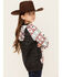 Image #2 - Hooey Girls' Southwestern Print Hooded Sweatshirt, Charcoal, hi-res