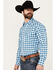 Image #2 - Roper Men's Amarillo Plaid Print Long Sleeve Stretch Western Pearl Snap Shirt, Blue, hi-res