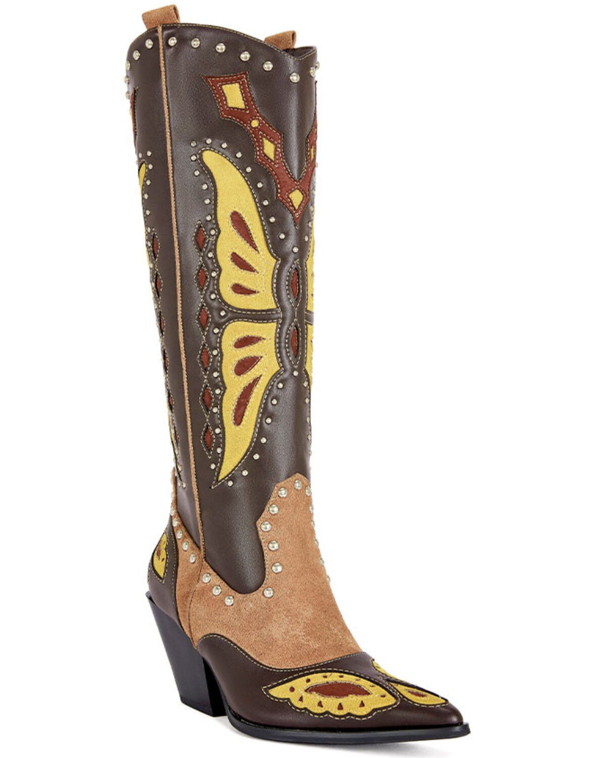 Azalea Wang Women's Flutter Tall Fashion Boots - Round Toe, Brown, hi-res