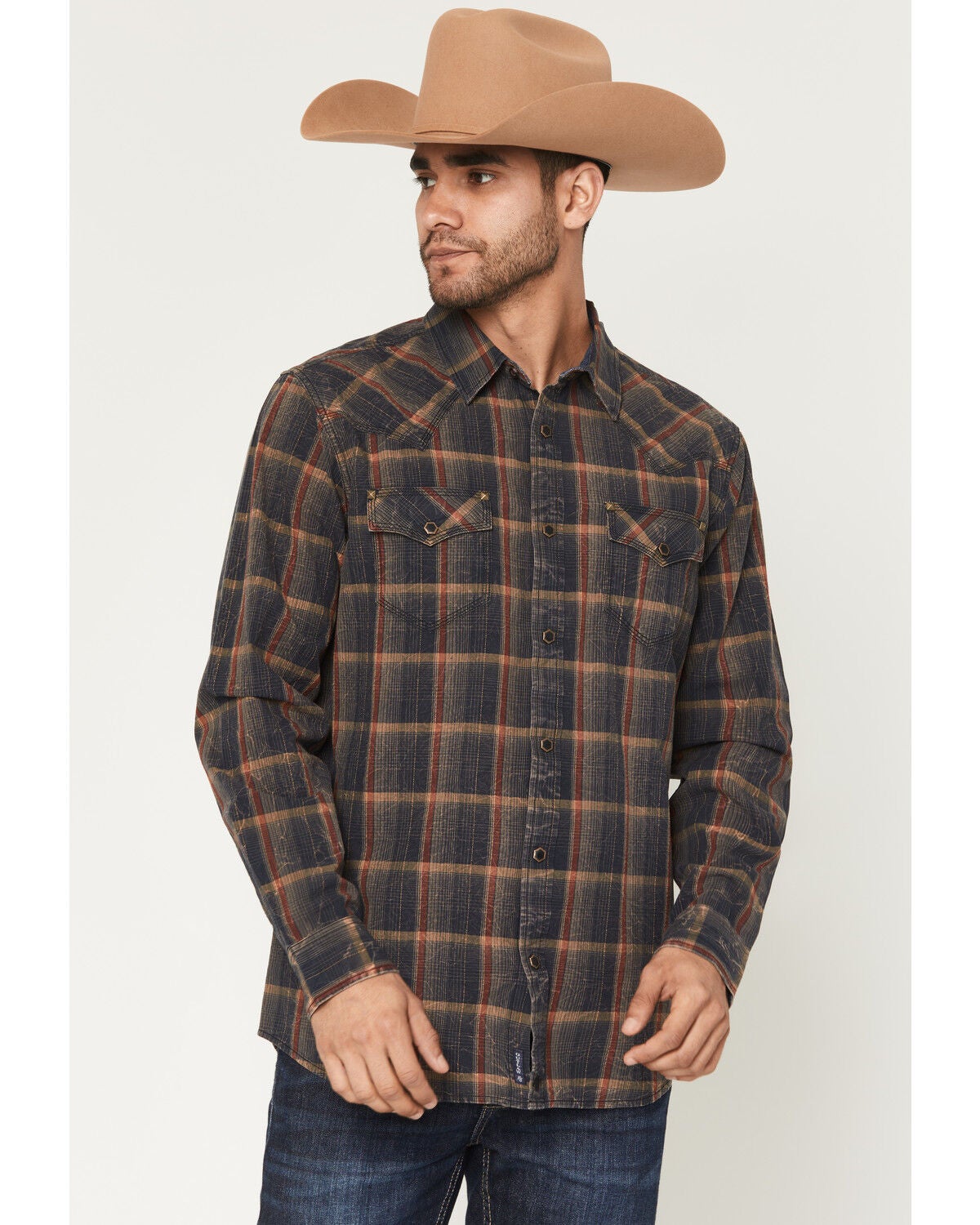 Image #2 - Moonshine Spirit&reg; Men's Richter Dobby Plaid Print Long Sleeve Snap Western Shirt, Multi, hi-res