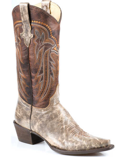 Image #1 - Stetson Women's Shelby Marbled Western Boots - Snip Toe, Brown, hi-res