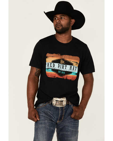 Red Dirt Hat Co. Men's Army Sunset Logo Patch Graphic T-Shirt , Black, hi-res