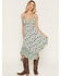 Image #1 - Angie Women's Border Print Front Twist Sleeveless Midi Dress, Ivory, hi-res