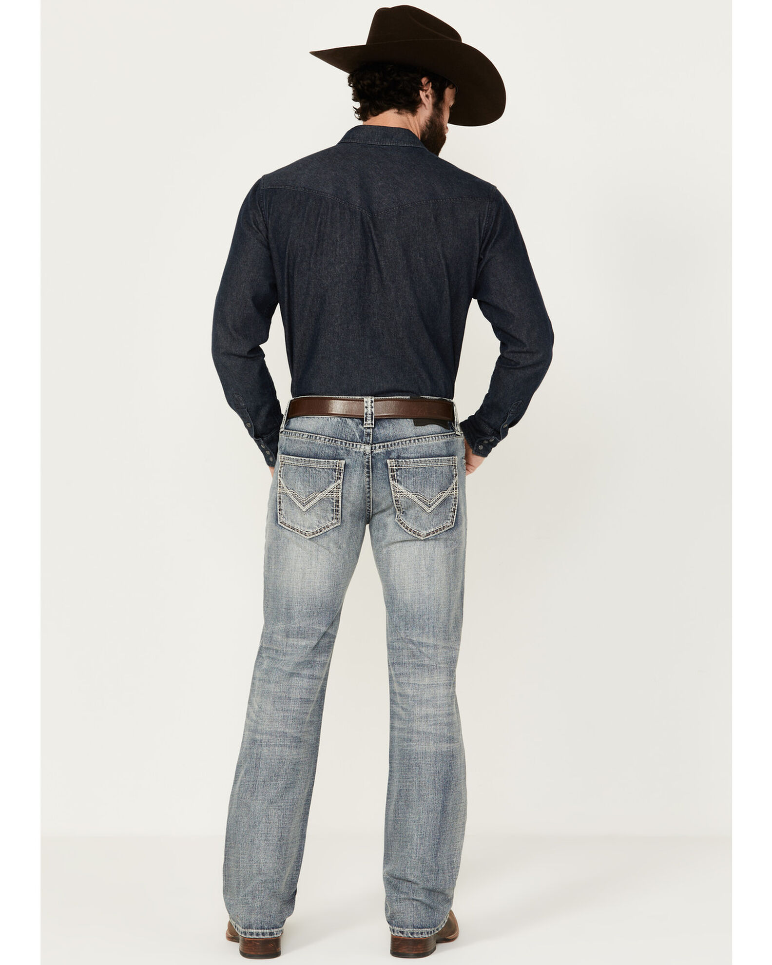 Product Name: Rock & Roll Denim Men's Pistol Light Vintage Wash Stackable Bootcut Denim Jeans Product Name: Rock & Roll Denim Men's Pistol Light Vintage Wash Stackable Bootcut Denim Jeans
