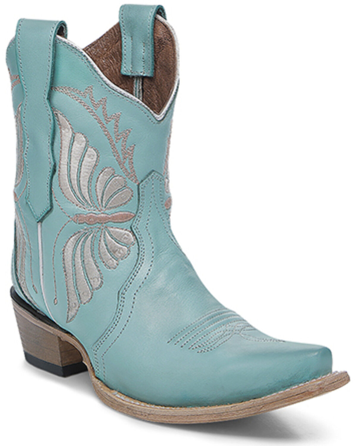 Image #1 - Circle G Women's Butterfly Western Booties - Snip Toe, Mint, hi-res