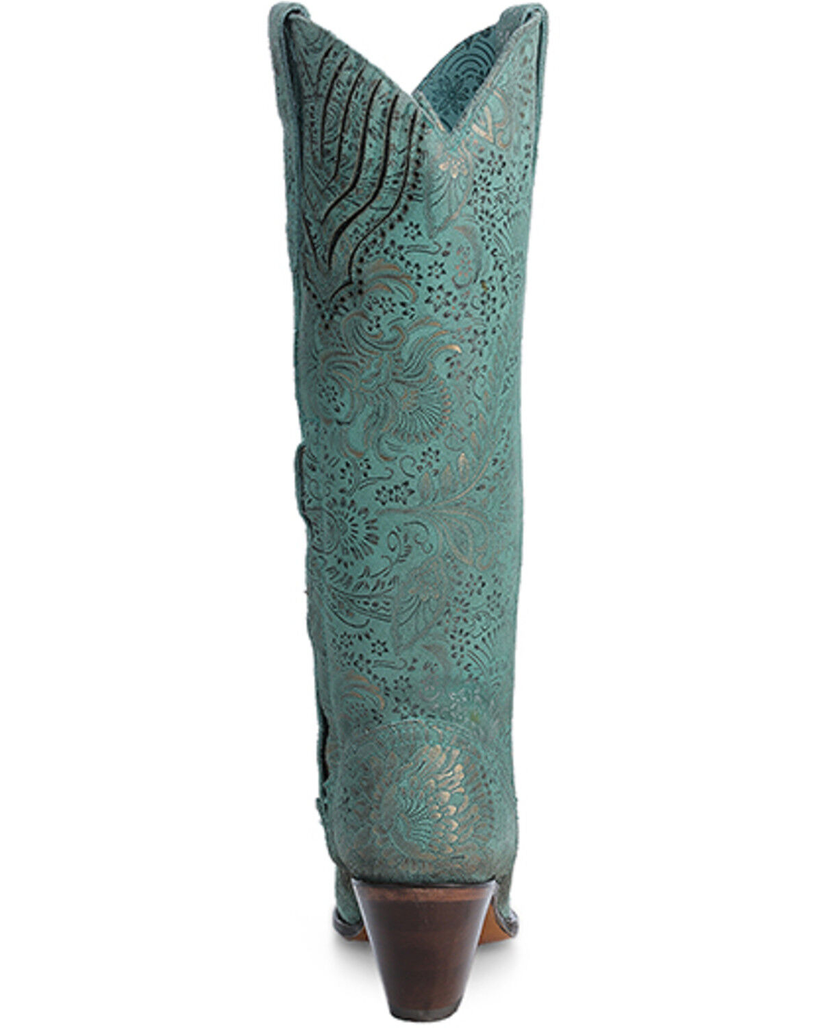 Image #4 - Corral Women's Floral Stamped Tall Western Boots - Snip Toe, Turquoise, hi-res