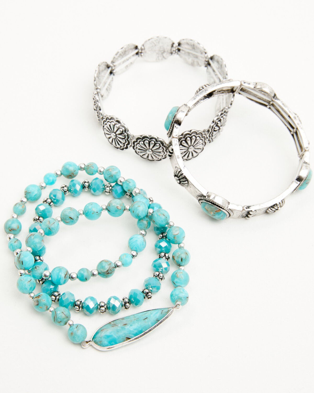 Shyanne Women's Ridge Canyon Turquoise Concho Bracelet Set - 5 Piece, Silver, hi-res