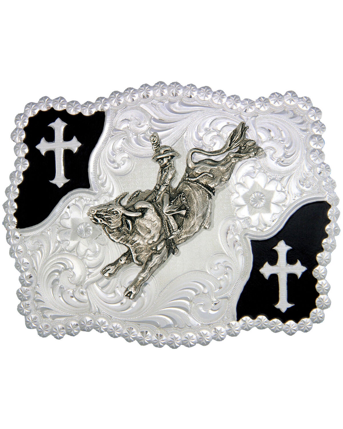 Montana Silversmiths Christian Flourish Bullrider Belt Buckle, Silver, hi-res