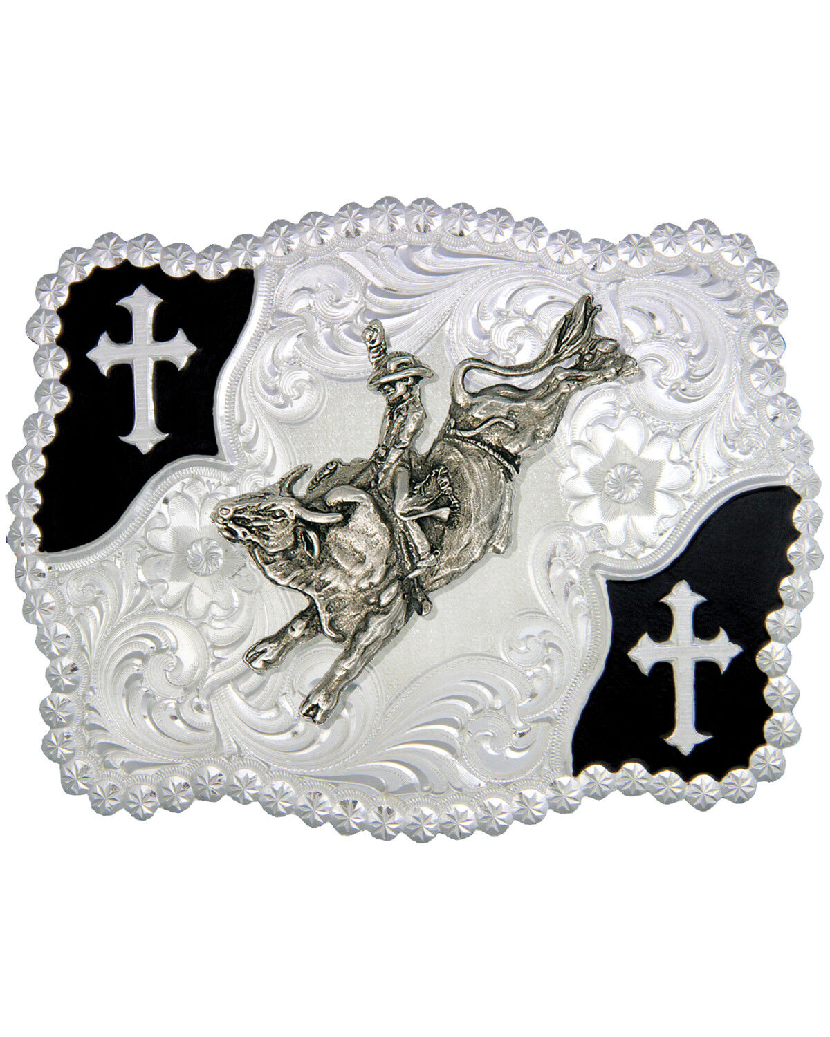 Image #1 - Montana Silversmiths Christian Flourish Bullrider Belt Buckle, Silver, hi-res