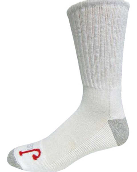 Image #1 - Justin Men's Half Cushion Cotton Sock Pack - 3 Piece, White, hi-res