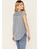 Image #4 - Nostalgia Women's Cap Sleeve Embroidered Tie Front Top , Light Blue, hi-res