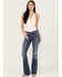 Image #1 - Shyanne Women's Delaney Dark Wash Mid Rise Rebel Embellished Bootcut Jeans, Dark Wash, hi-res