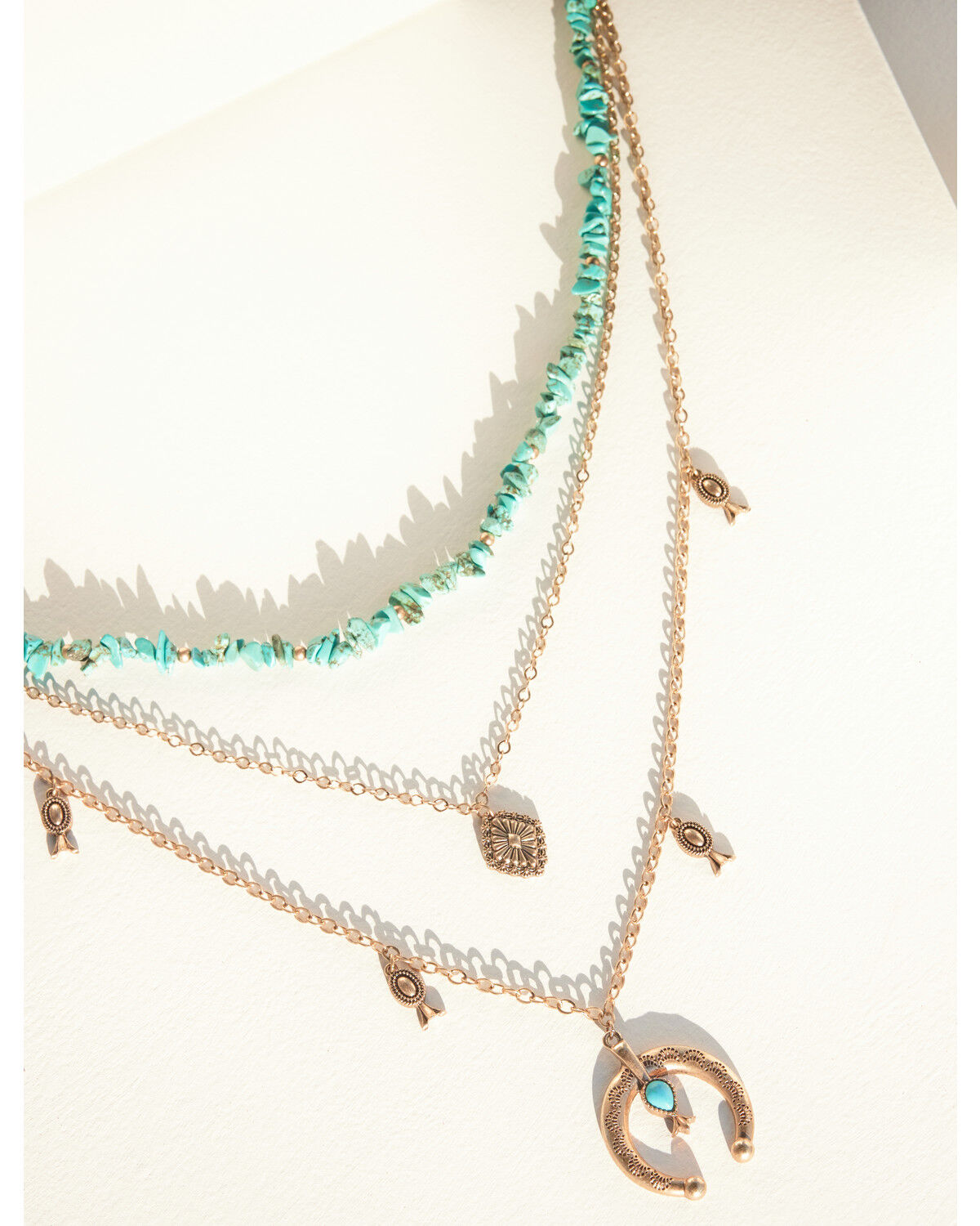 Image #1 - Shyanne Women's Summer Solstice Squash Blossom Layered Necklace, Gold, hi-res