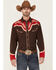 Scully Men's Boot Stitch Embroidered Long Sleeve Pearl Snap Western Shirt , Brown, hi-res