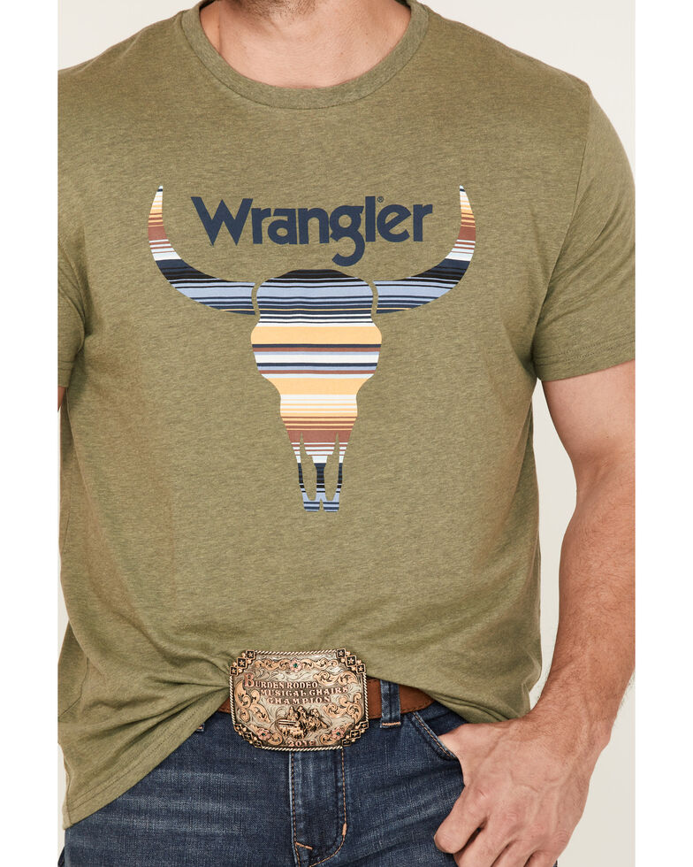 Wrangler Men's Longhorn Serape Logo Graphic T-Shirt , Sage, hi-res