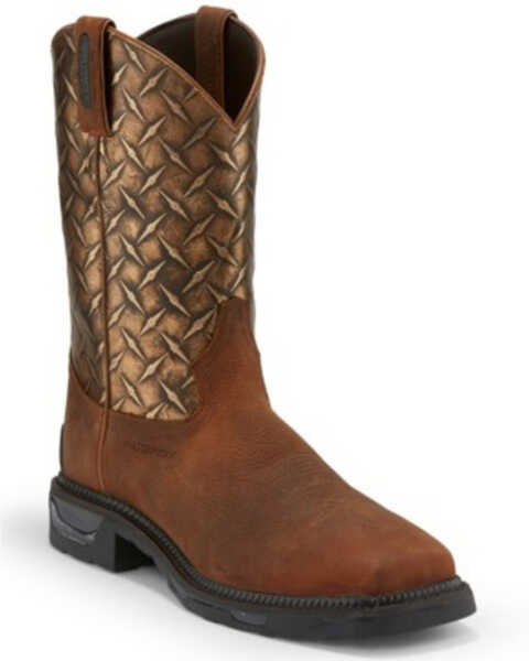 Tony Lama Men's Diboll Rust Diamond Plate Western Work Boots - Composite Toe, Rust Copper, hi-res