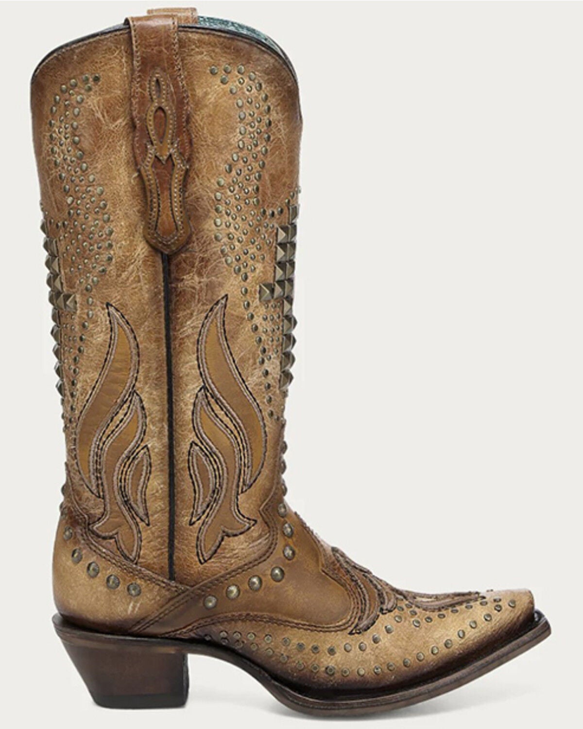 Image #2 - Corral Women's Bull Skull Western Boots - Snip Toe, Sand, hi-res