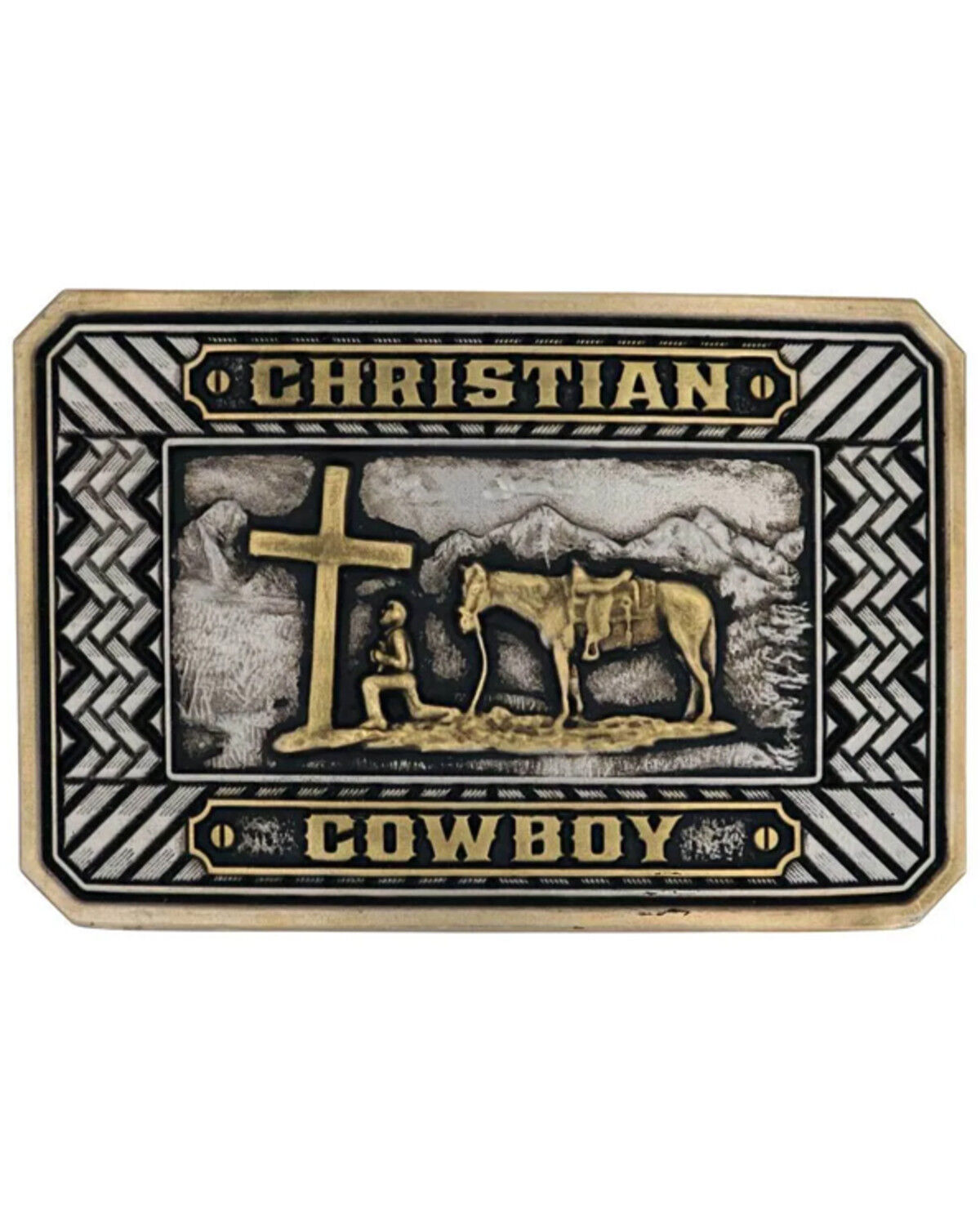 Image #1 - Montana Silversmiths Men's Beaming Christian Cowboy Attitude Buckle, Silver, hi-res
