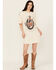 Image #1 - Rock & Roll Denim Women's Whiskey Graphic Short Sleeve T-Shirt Mini Dress, Cream, hi-res