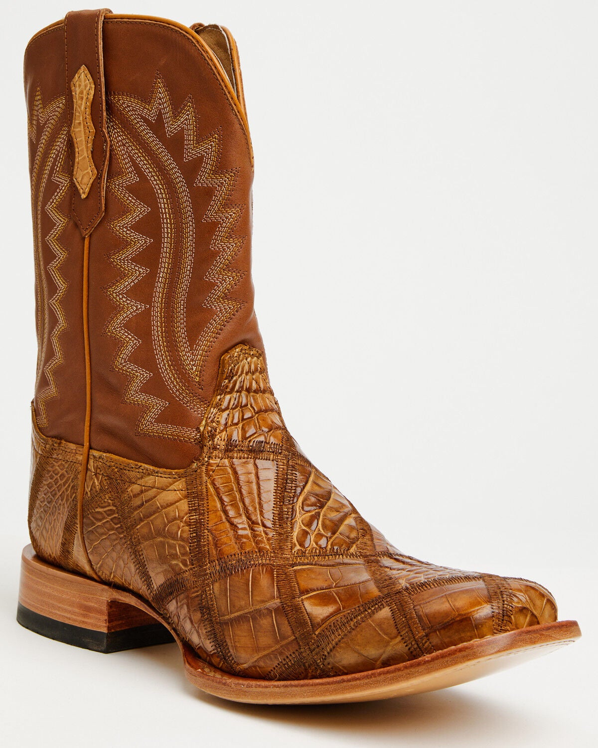 Cody James Men's Exotic American Alligator Western Boots - Broad Square Toe, Tan, hi-res
