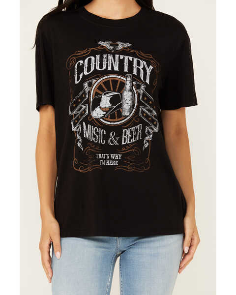 Image #3 - Idyllwind Women's Helen Country Music and Beer Short Sleeve Graphic Tee, Black, hi-res