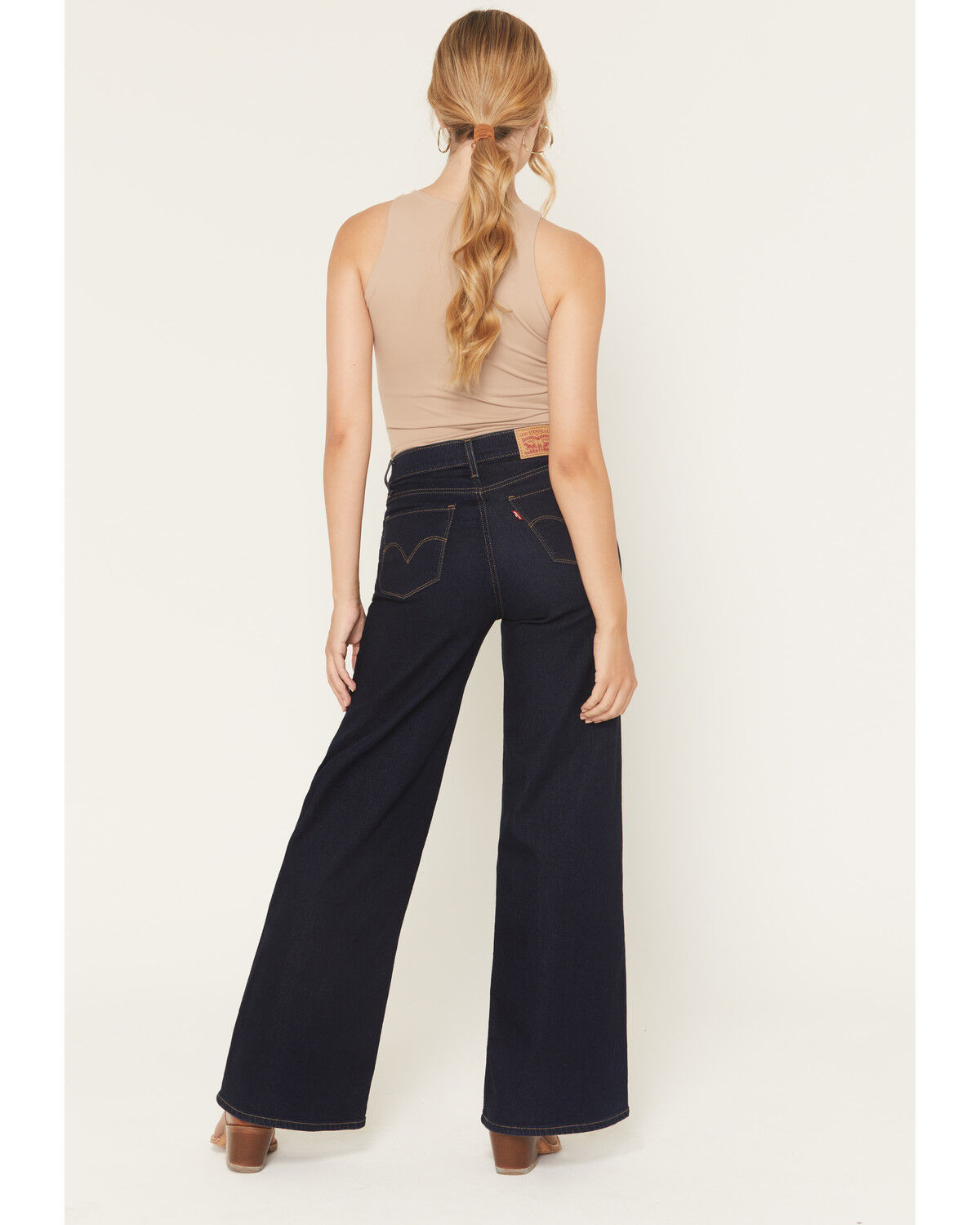 Image #3 - Levi's Women's Darkest Sky Dark Wash Mid Rise Shaping Wide Leg Stretch Denim Jeans, Dark Wash, hi-res