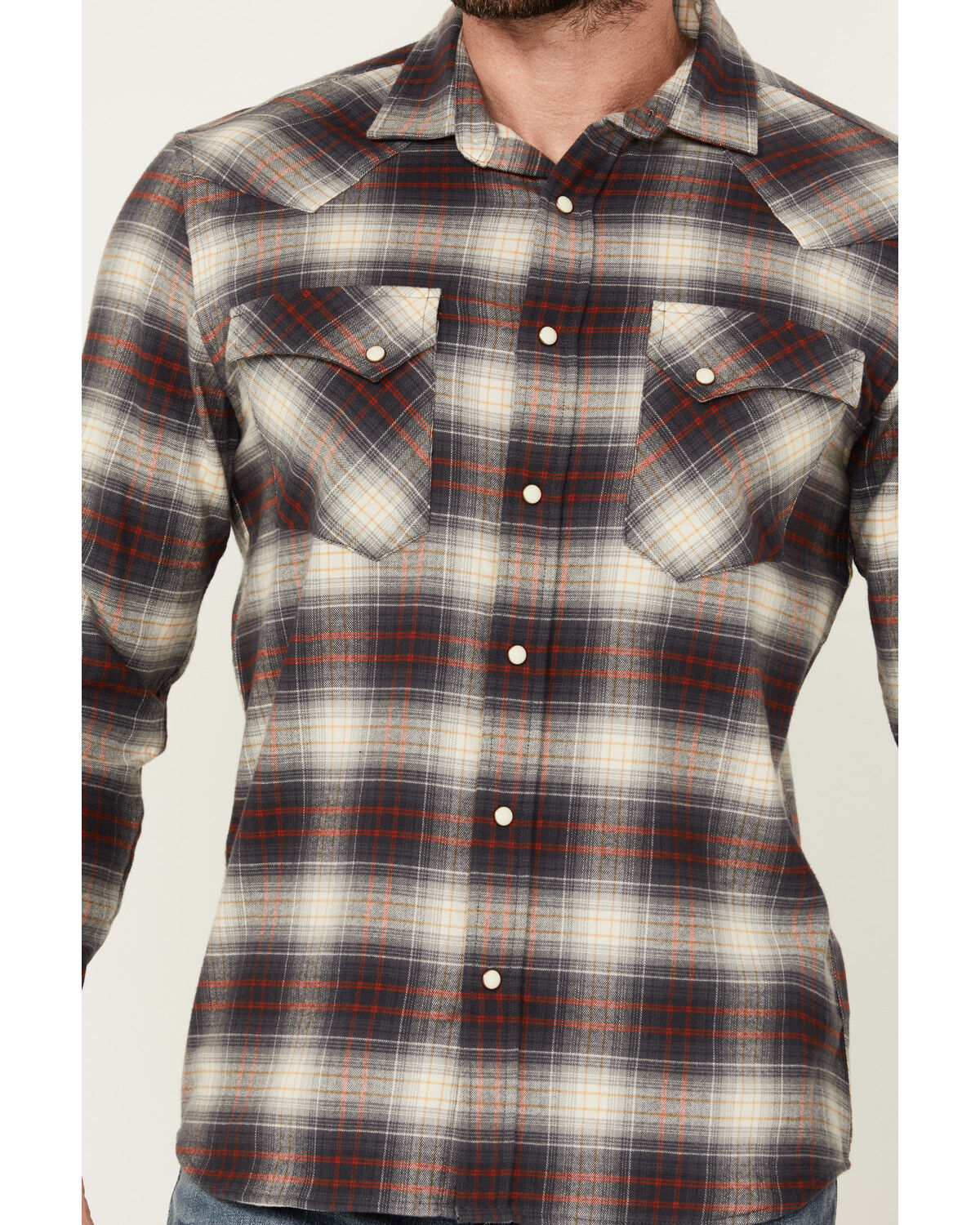 Image #3 - Pendleton Men's Wyatt Plaid Print Long Sleeve Snap Western Shirt, Grey, hi-res