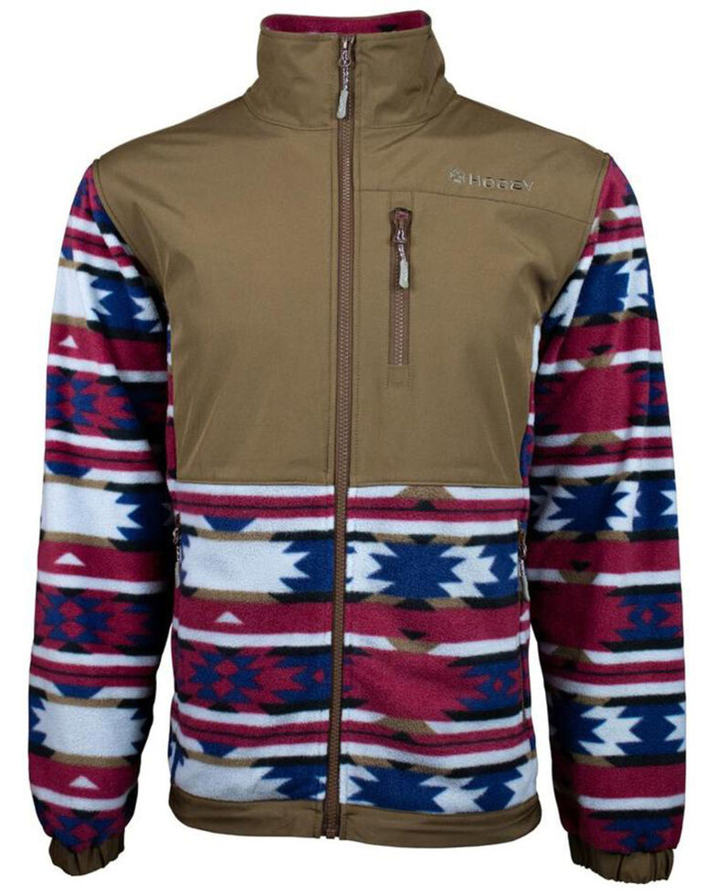 HOOey Youth Boys' Southwestern Fleece Zip Softshell Jacket, Brown, hi-res