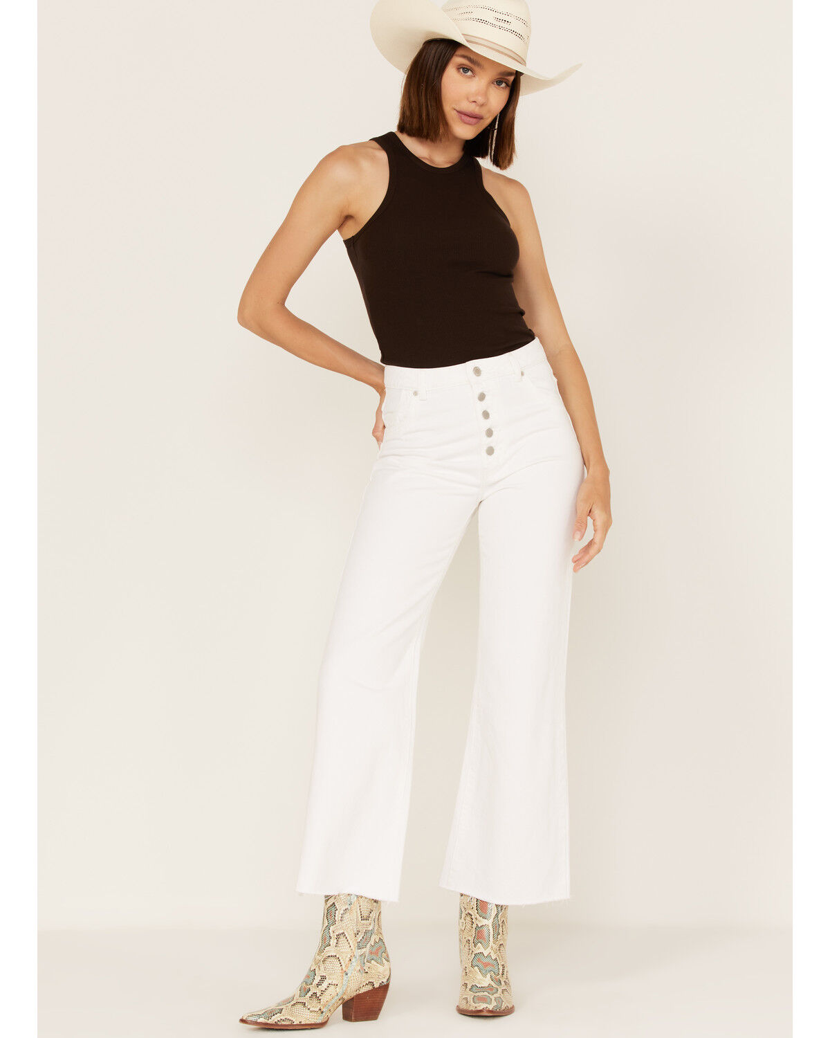 Image #1 - Rolla's Women's High Rise Eastcoast Cropped Flare Jeans, White, hi-res