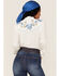 Stetson Women's Embroidered Floral Long Sleeve Western Pearl Snap Shirt, White, hi-res
