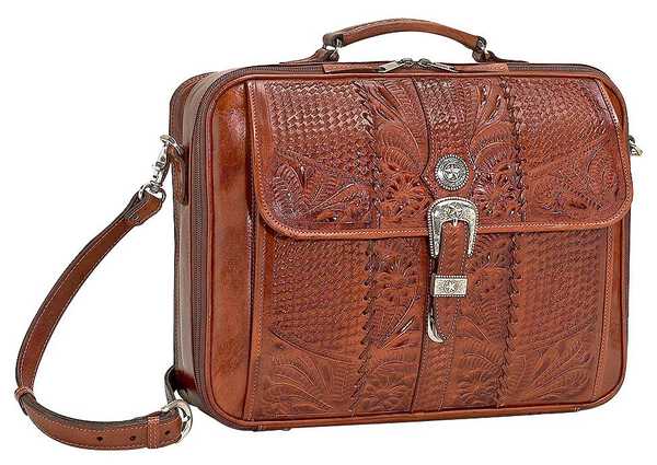 Image #1 - American West Leather Laptop Briefcase, Mocha, hi-res