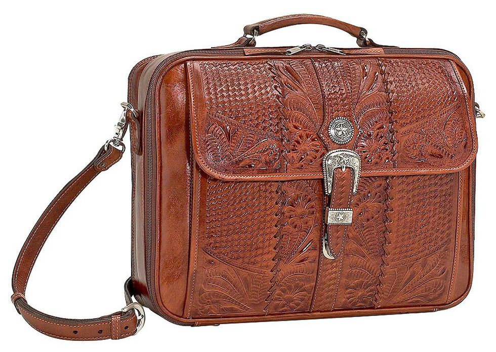 American West Leather Laptop Briefcase, Mocha, hi-res