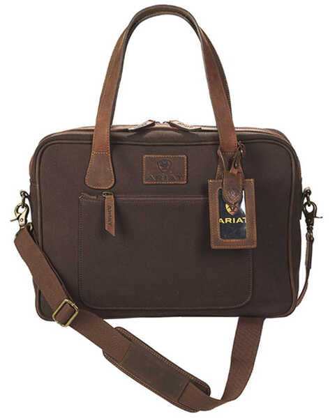 Image #1 - Ariat Canvas Briefcase , Brown, hi-res