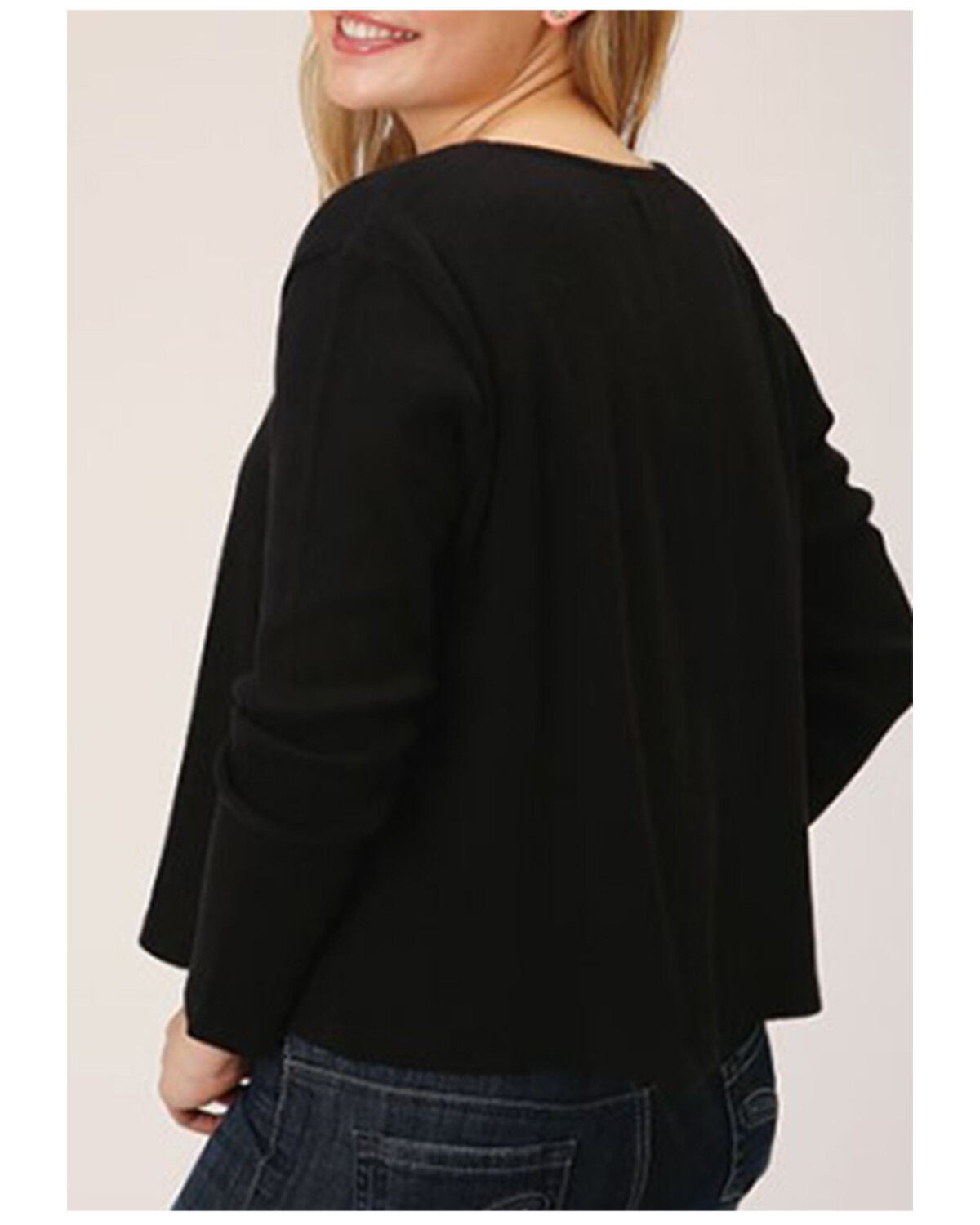 Image #2 - Roper Women's Waffle-Slub Knit Boyfriend Top, Black, hi-res