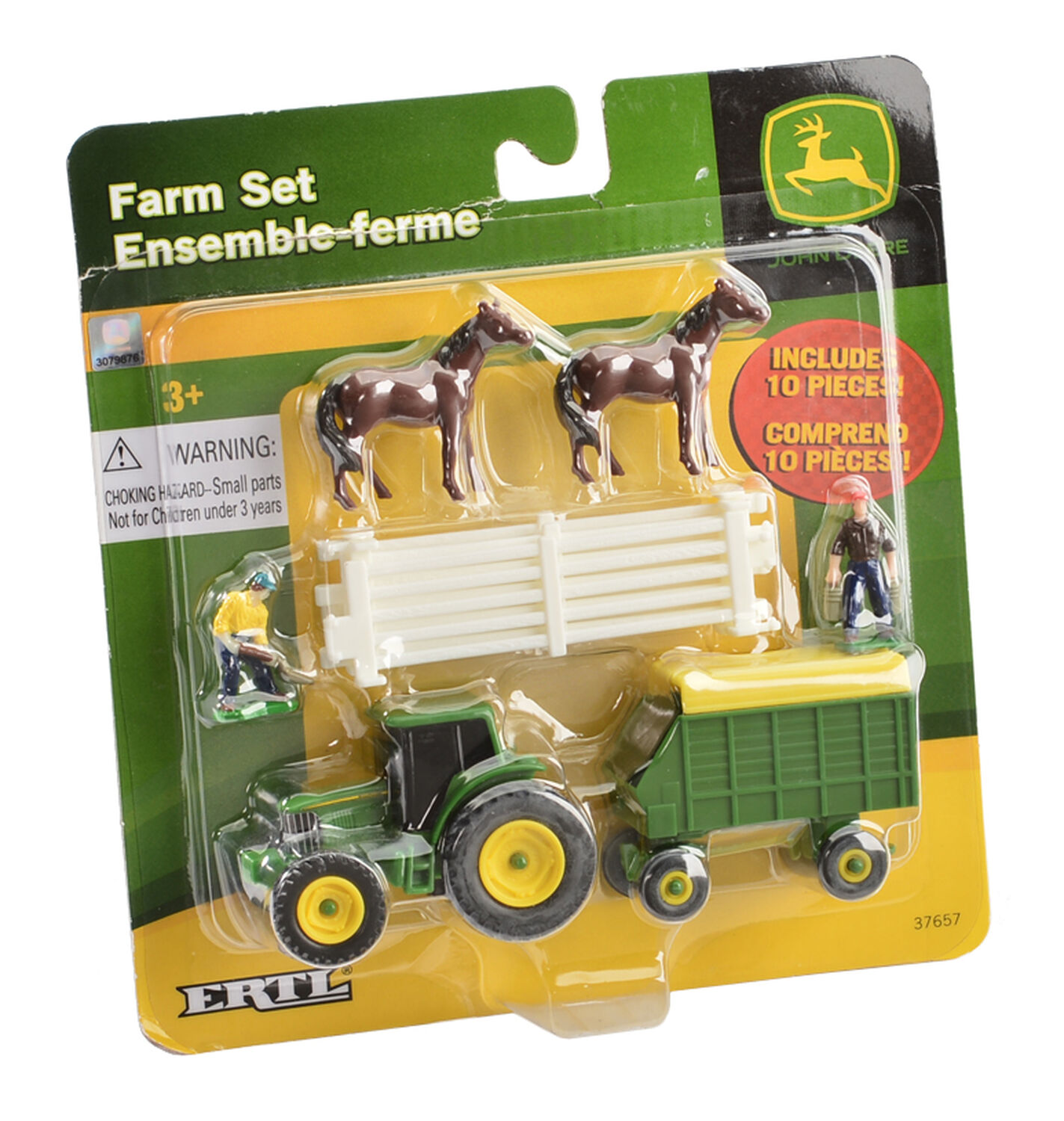 Image #2 - John Deere 10 Piece Farm Toy Set, Green, hi-res
