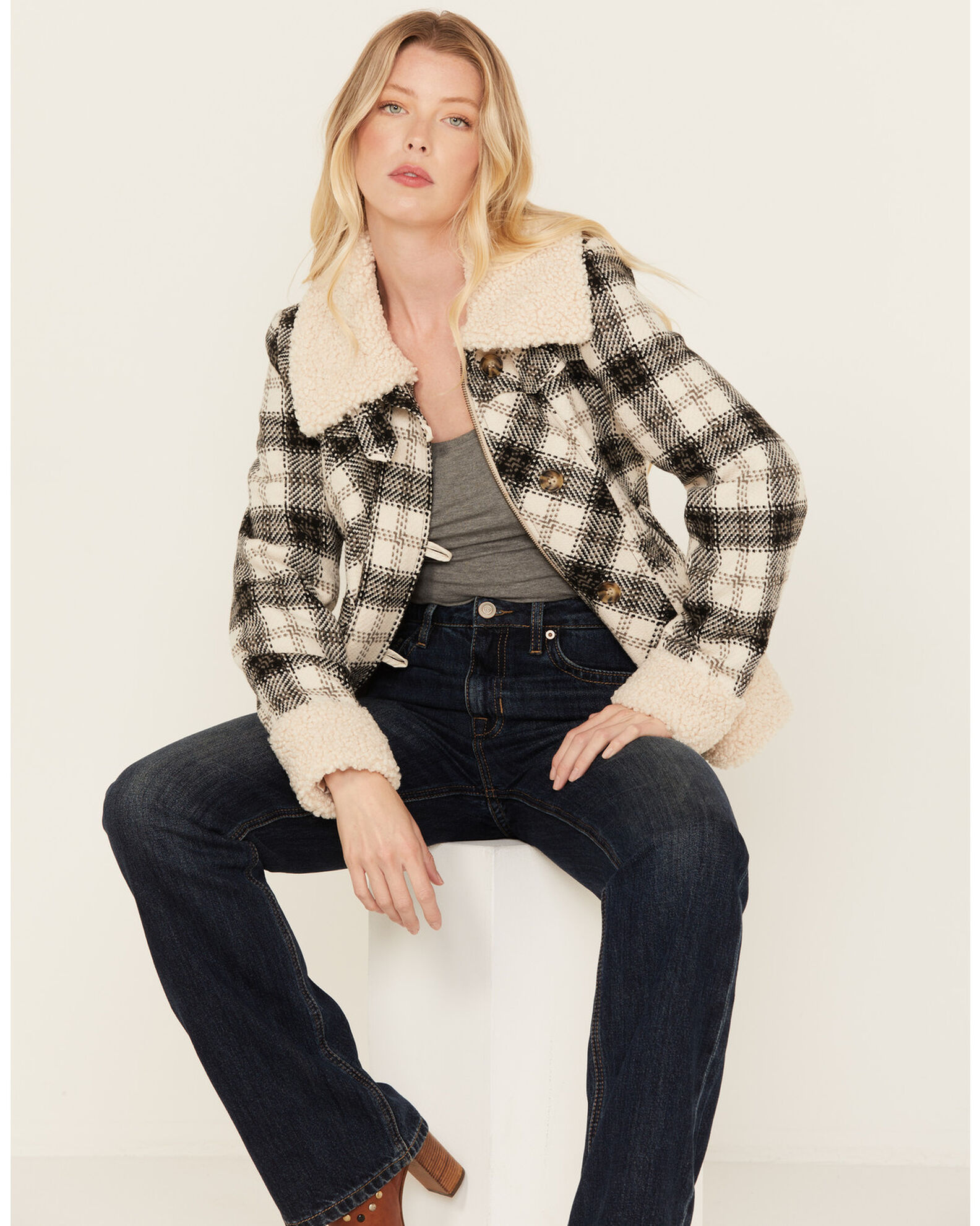Powder River Outfitters Women s Plaid Print Berber Wool Jacket Sheplers