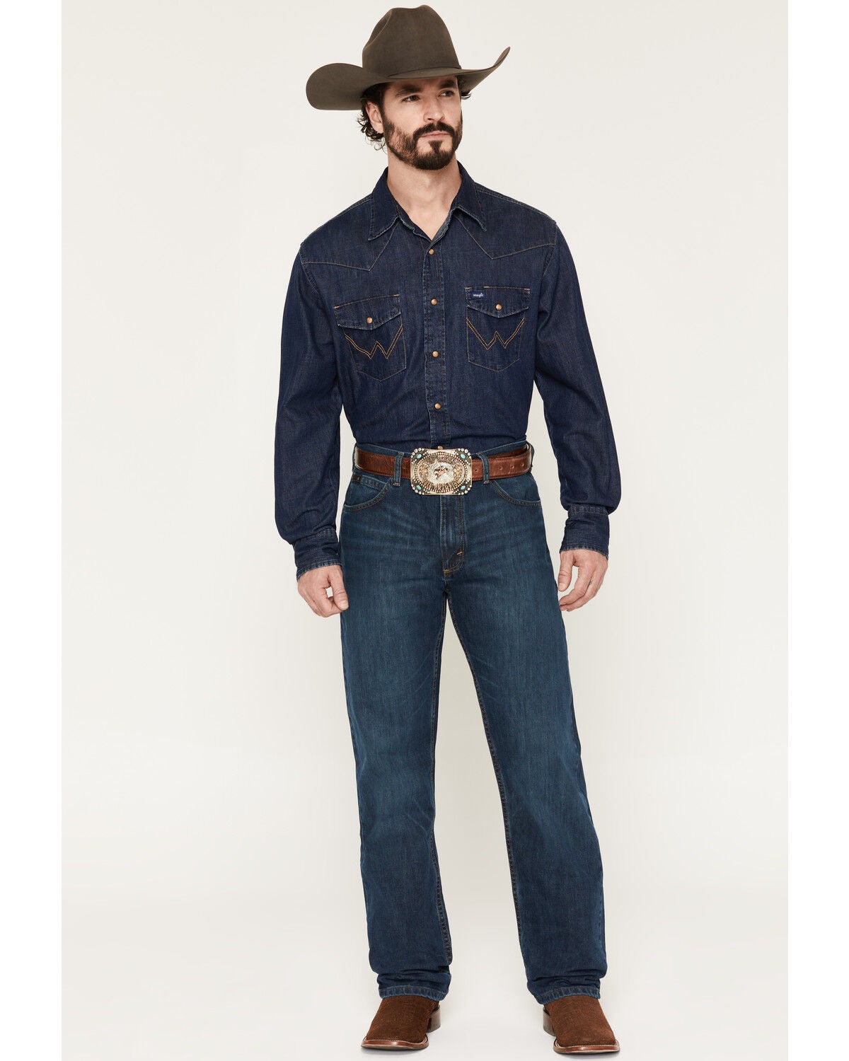Wrangler 20X Men's 01MWX Dark Wash Competition Relaxed Bootcut Jeans, Vintage Blue, hi-res