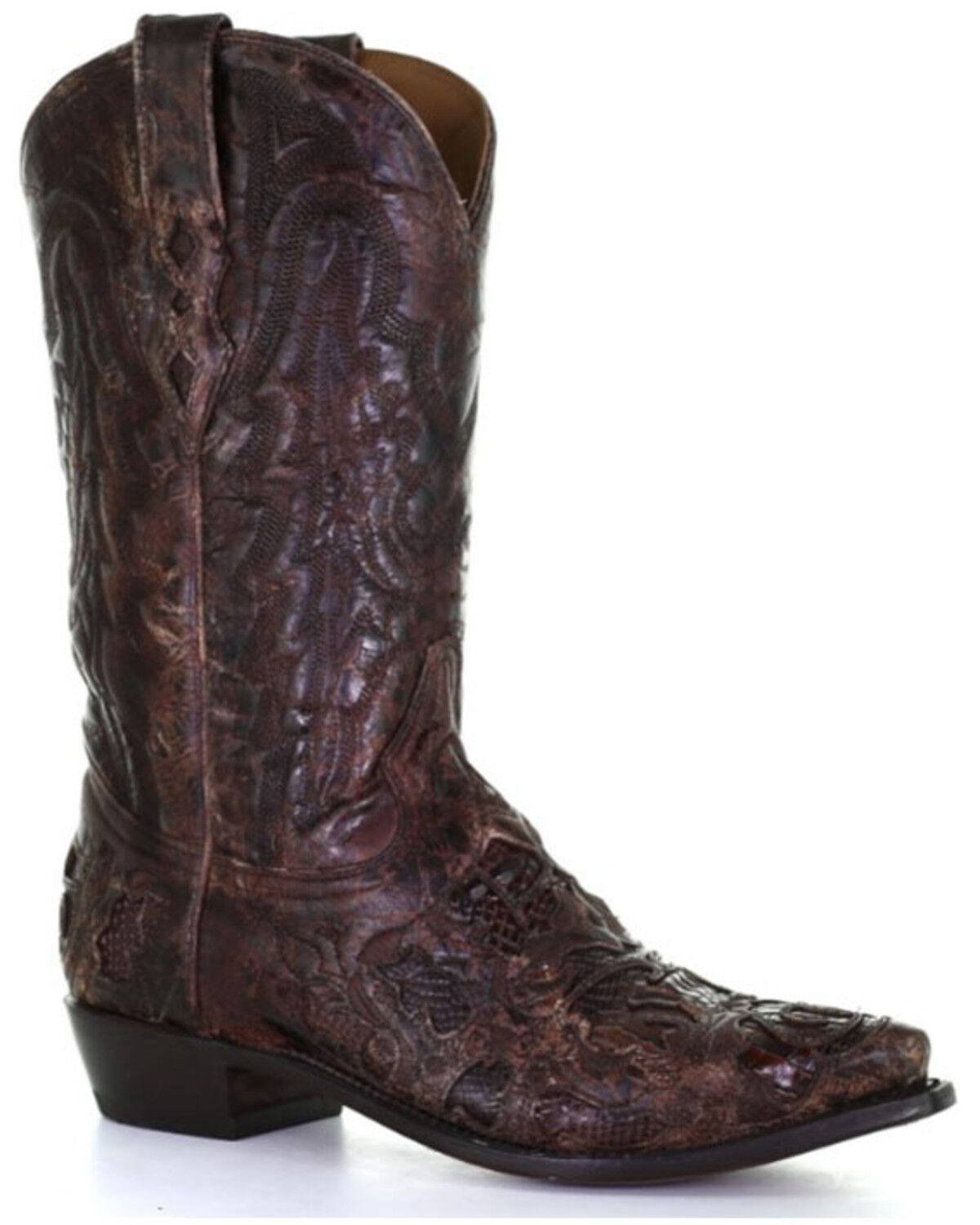 Image #1 - Corral Men's Brown Exotic Alligator Inlay Western Boots - Snip Toe, Brown, hi-res