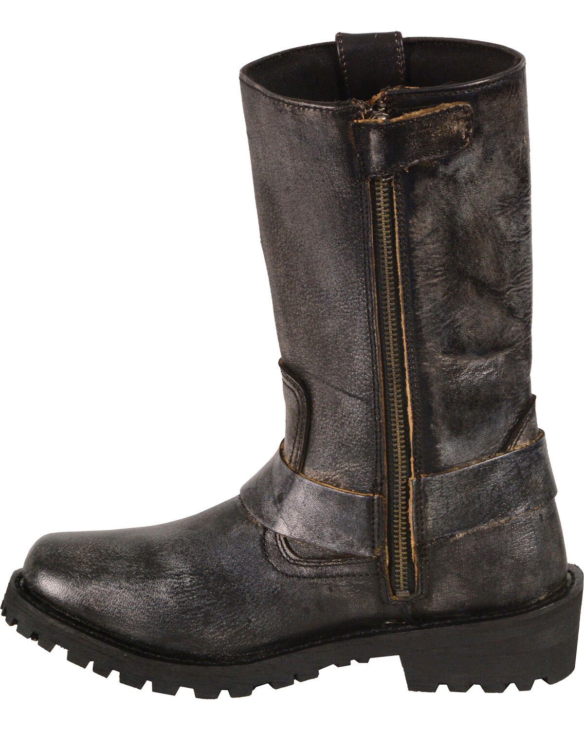 Image #3 - Milwaukee Leather Women's Distressed Classic Harness Boots - Square Toe, Black, hi-res
