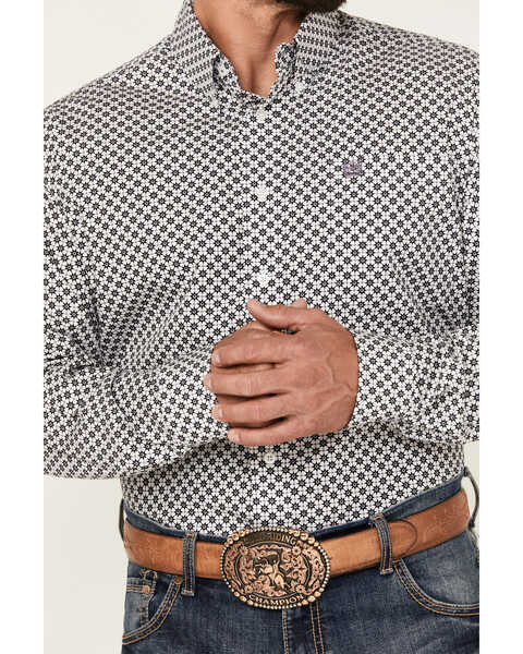 Image #3 - Cinch Men's Star Geo Print Long Sleeve Button-Down Western Shirt, White, hi-res
