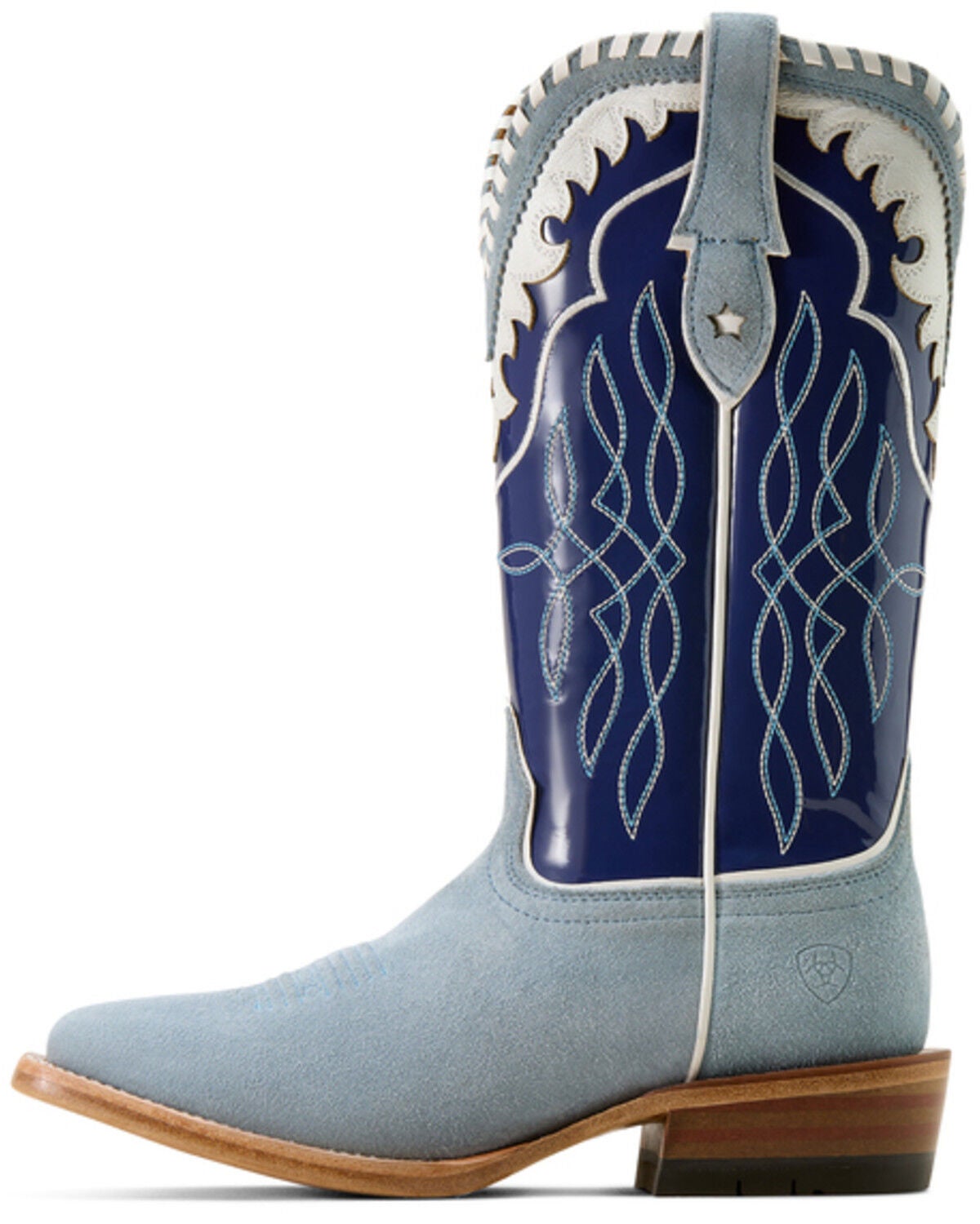 Image #2 - Ariat Women's Riata Suede Western Boots - Broad Square Toe, Blue, hi-res